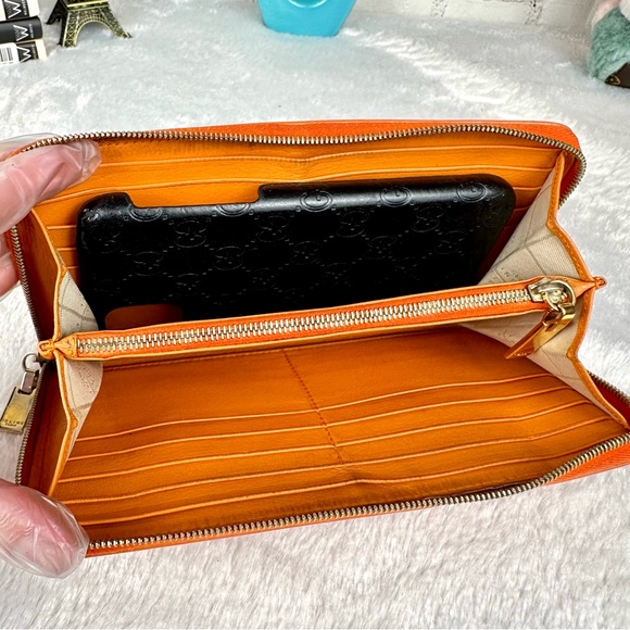 Celine Orange Leather long zippy wallet zip around wallet - Picture 16 of 16
